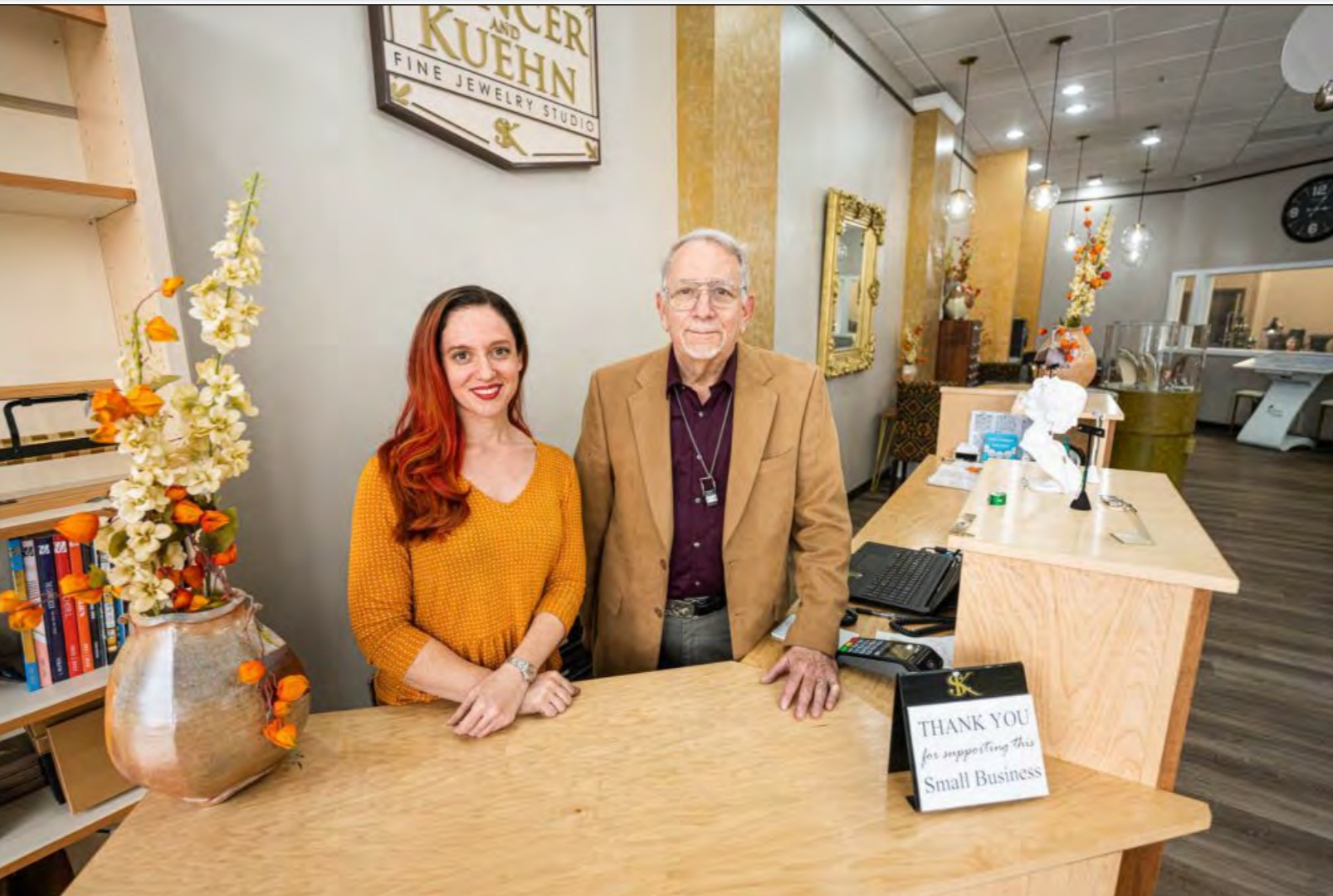 Photo of John Kuehn and Katherine Spencer inside Spencer and Kuehn Fine Jewelry studio