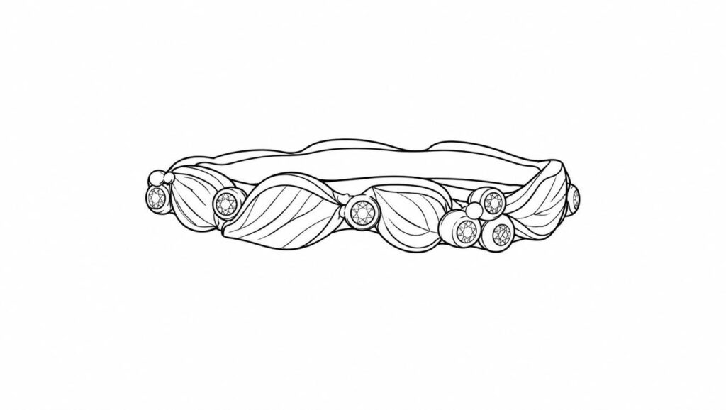 Nature-inspired leaf wedding band drawing