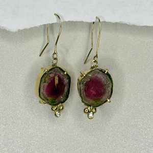 Watermelon Tourmaline Dangle Earrings