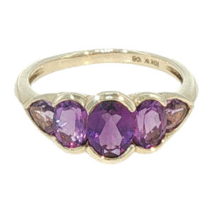 Estate Five-Stone Amethyst Ring in Yellow Gold